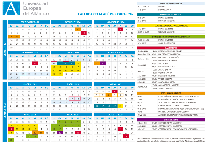 Calendrier Académique 2024/2025