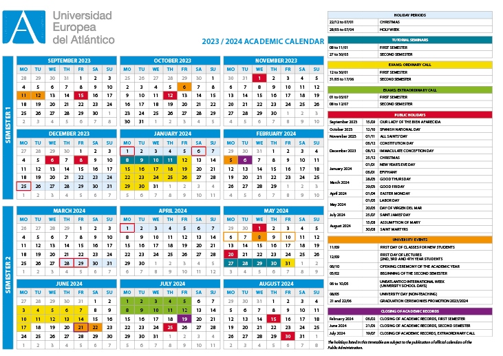 2023/2024 Academic calendar
