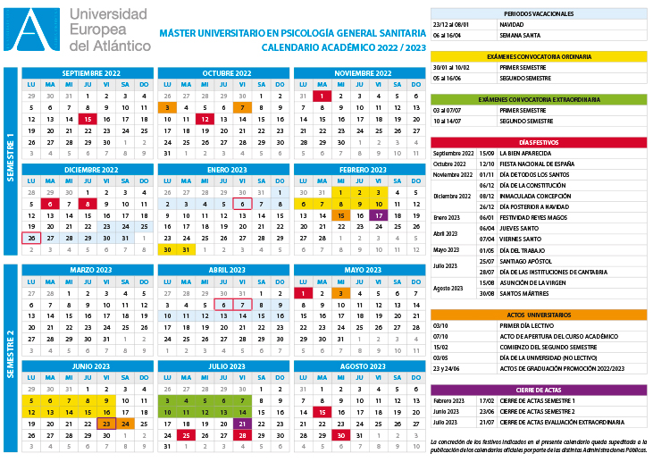 Calendario 2022/2023